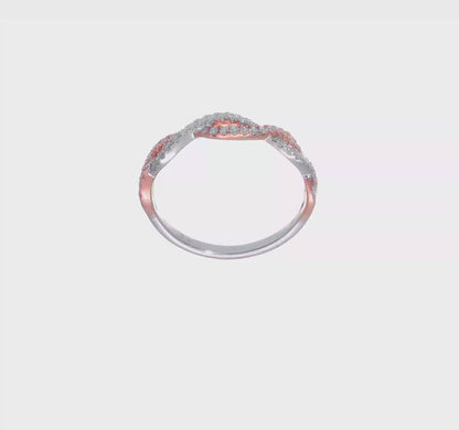 0.25ct. CZ Solid Real 14k White & Rose Gold Wedding Wedding Band Ring-rm5945b-025-wraa
