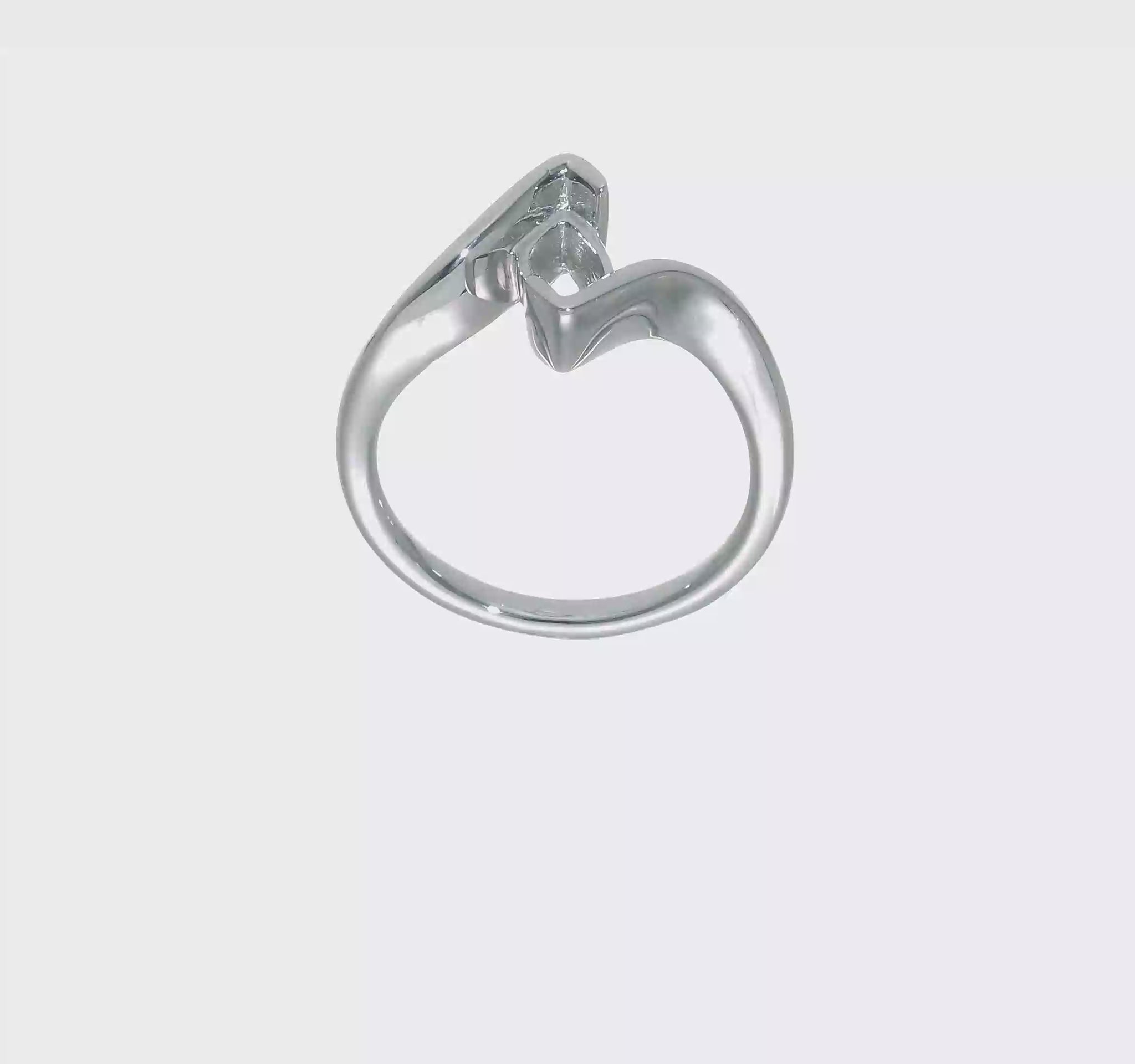 0.33ct. CZ Solid Real 14k White Gold Marquise Bezel Solitaire Engagement Ring-RM1966E-033-W