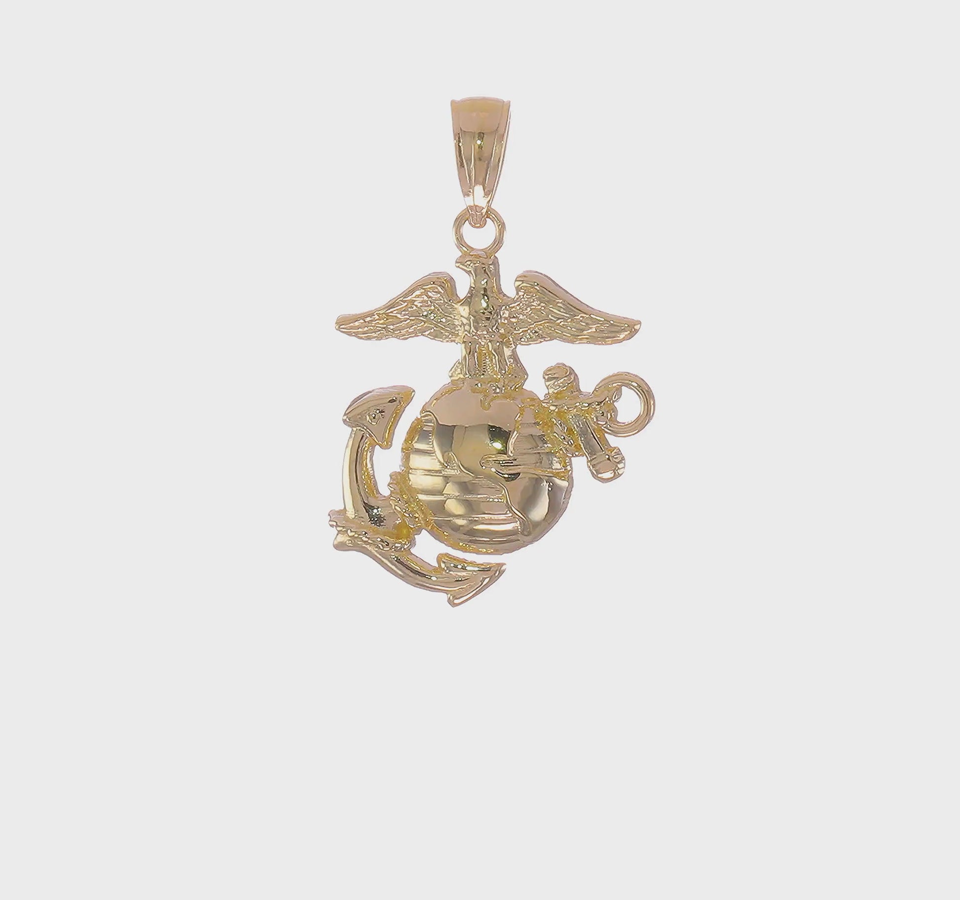 14k Yellow Gold Polished / Textured U.S. Army Marine Corps USMC Charm Pendant for Necklace