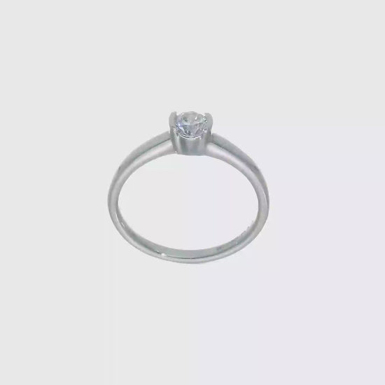 0.33ct. CZ Solid Real 14K White Gold Round Bezel Solitaire Engagement Ring-RM1953E-033-W