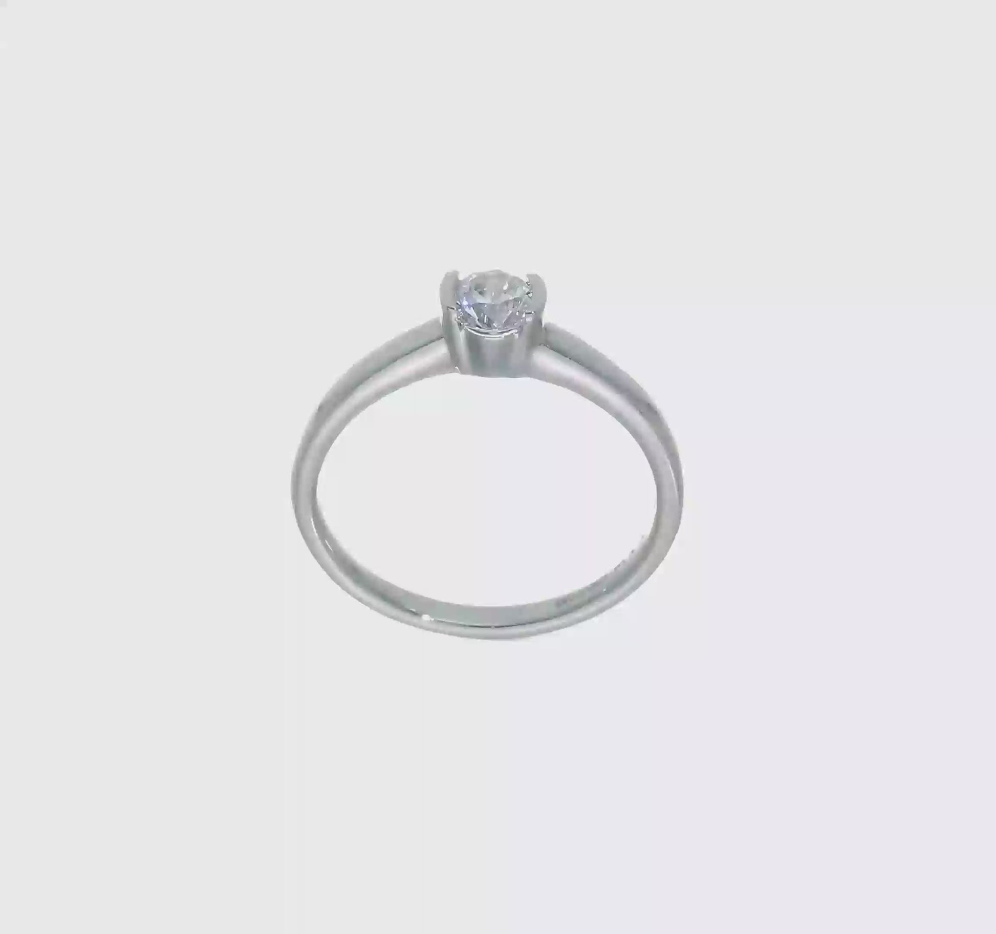 0.33ct. CZ Solid Real 14K White Gold Round Bezel Solitaire Engagement Ring-RM1953E-033-W