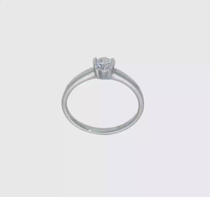 0.33ct. CZ Solid Real 14K White Gold Round Bezel Solitaire Engagement Ring-RM1953E-033-W