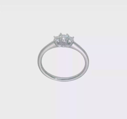 0.13ct. CZ Solid Real 14K White Gold 3-Stone Engagement Ring-RM2946E-013-W
