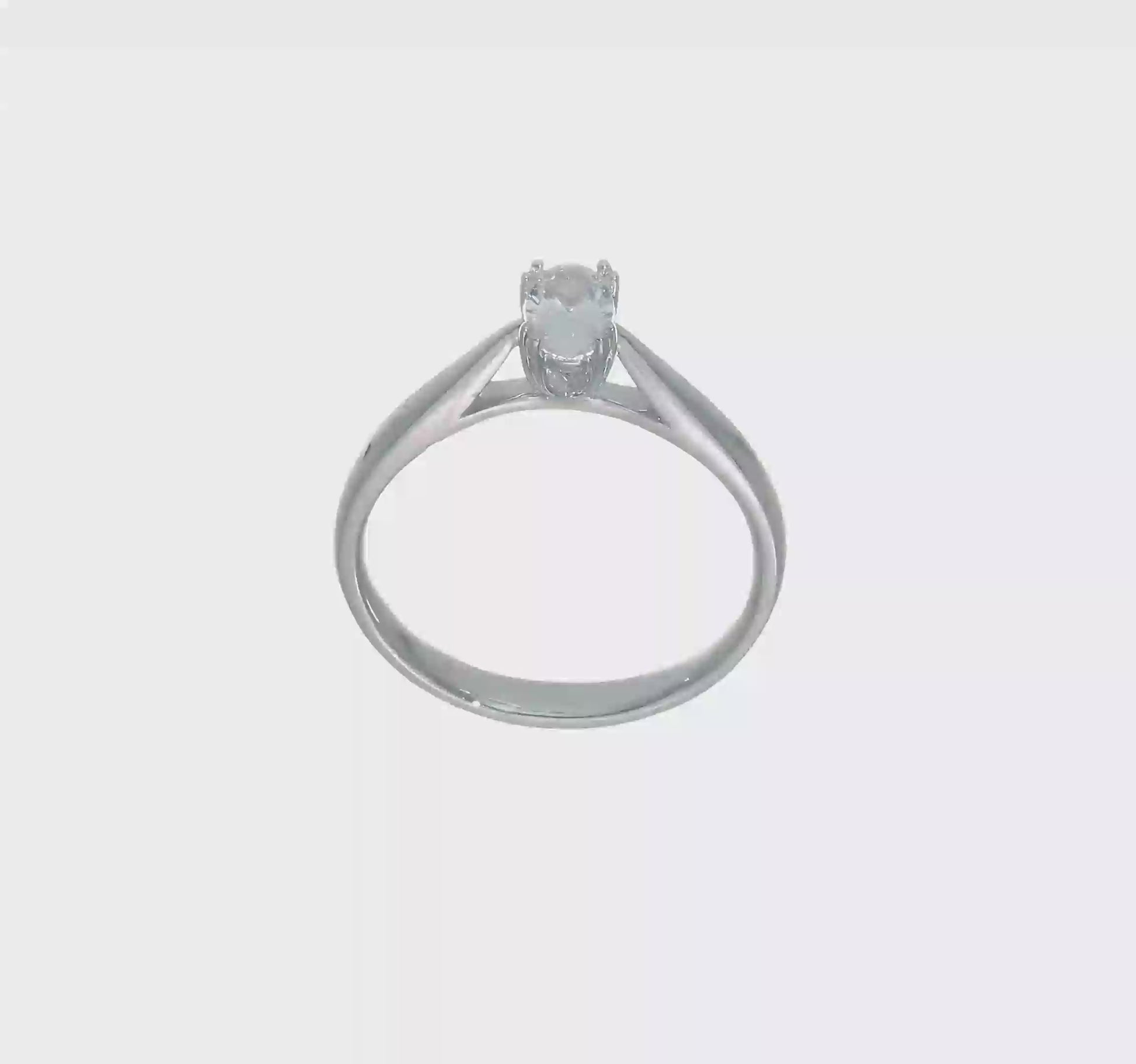 0.50ct. CZ Solid Real 14K White Gold Oval Solitaire Engagement Ring Polished Engagement Ring-RM1965E-050-W