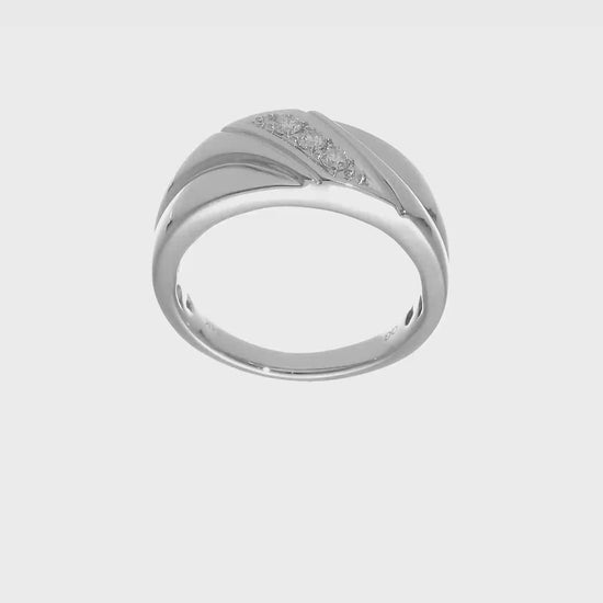 0.15ct. CZ Solid Real 14K White Gold Men's Wedding Band Ring-RM3507B-015-W