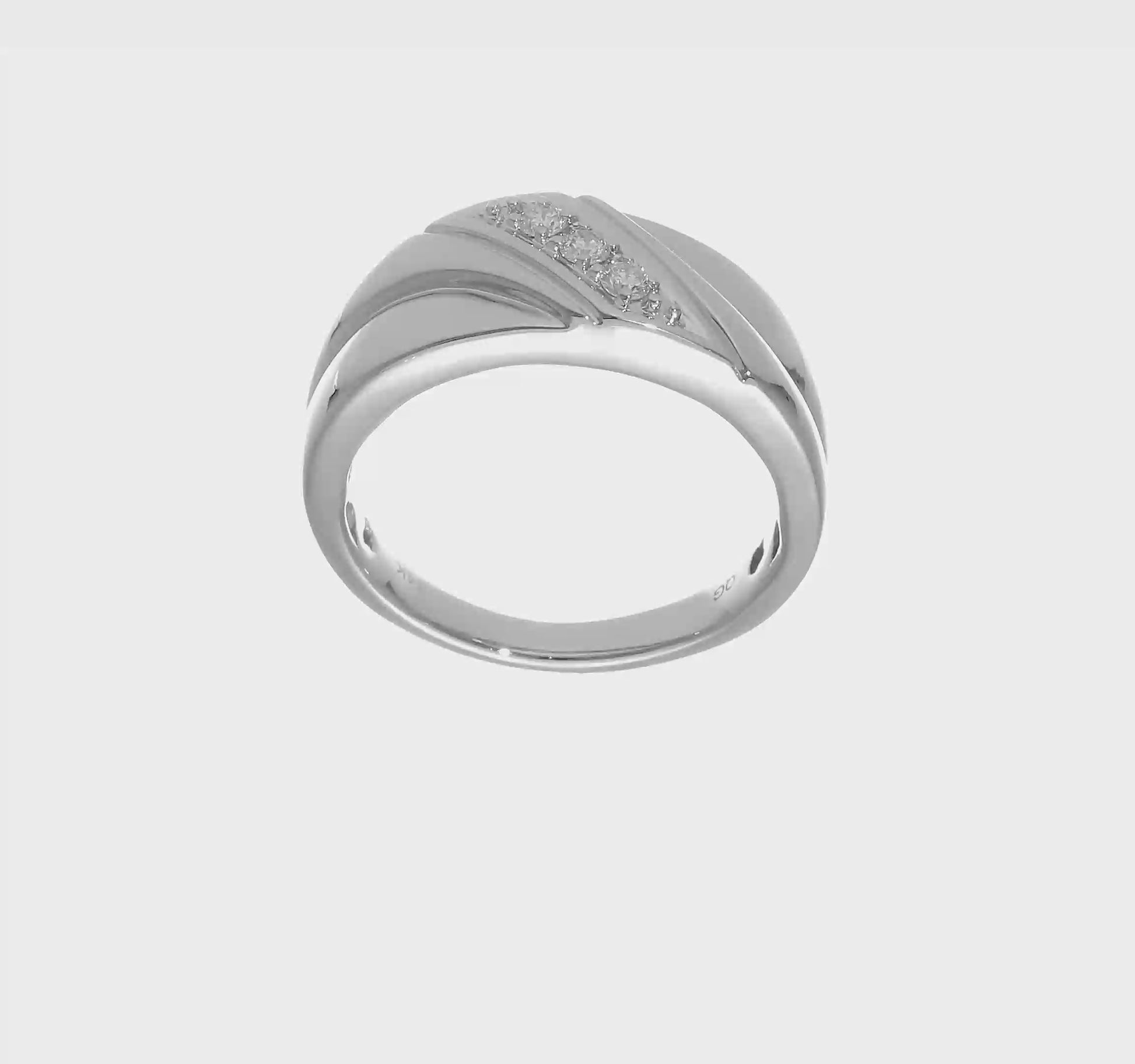 0.15ct. CZ Solid Real 14K White Gold Men's Wedding Band Ring-RM3507B-015-W