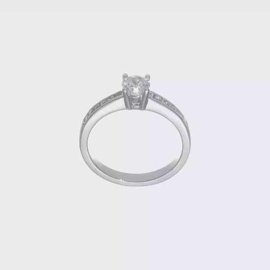 14K White Gold Simulated Diamond Engagement Ring-RM2578E-050-WAA