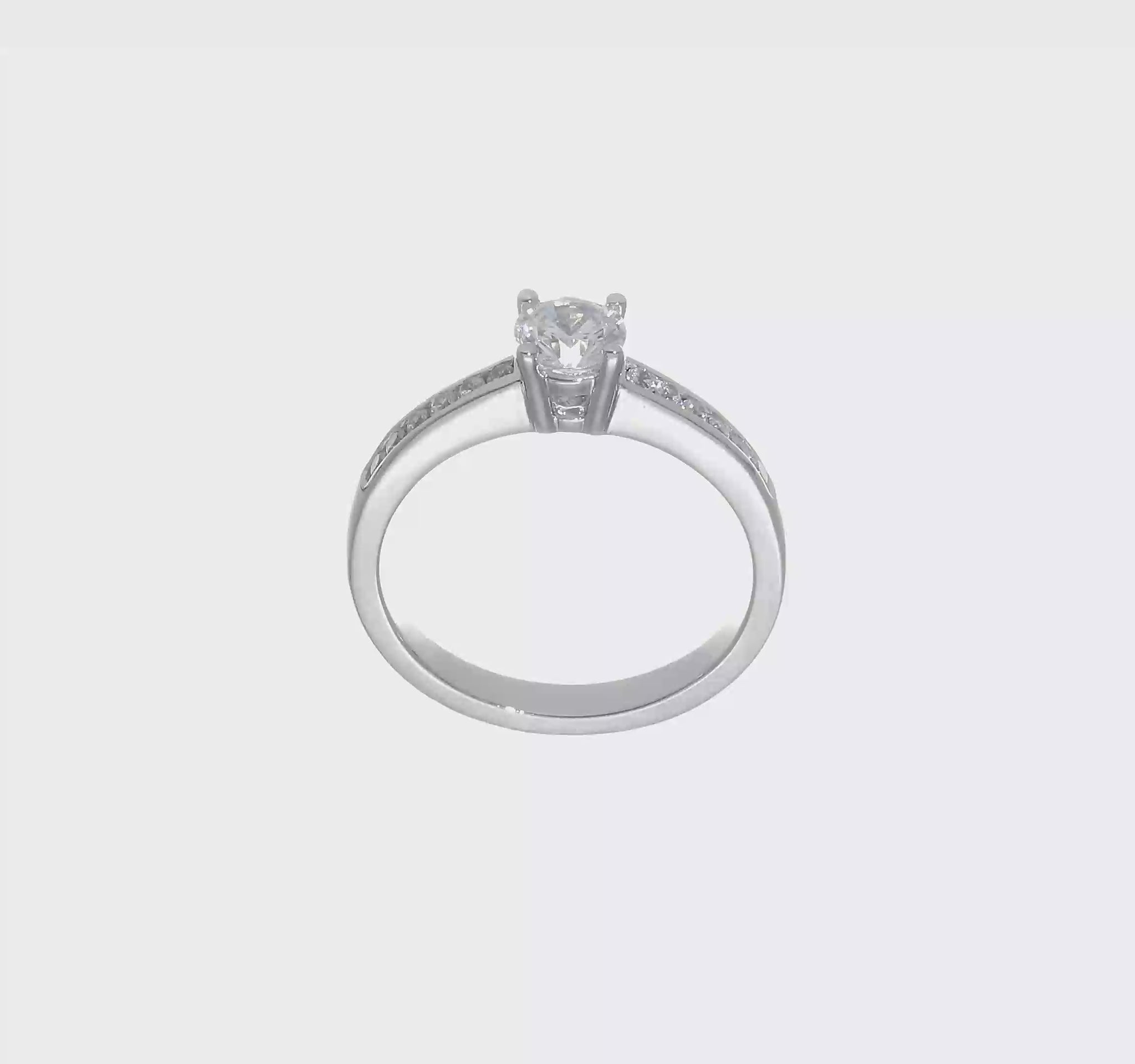 14K White Gold Simulated Diamond Engagement Ring-RM2578E-050-WAA