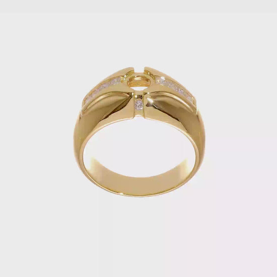 0.45ct. CZ Solid Real 14K Men's Semi Mount Wedding Band Ring-RM3502B-045-Y