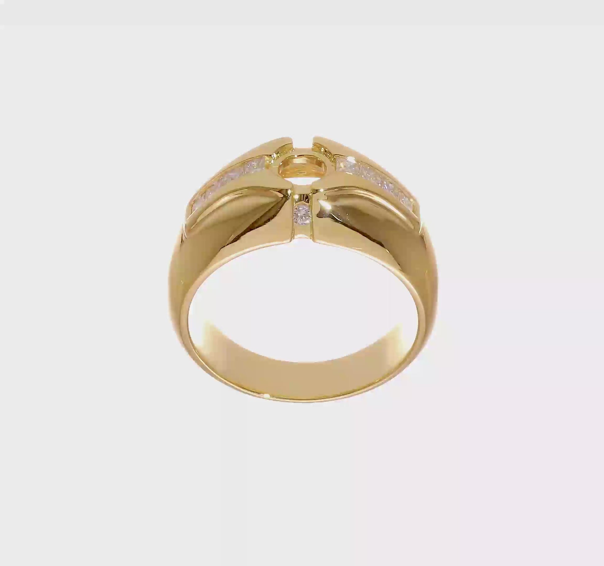0.45ct. CZ Solid Real 14K Men's Semi Mount Wedding Band Ring-RM3502B-045-Y