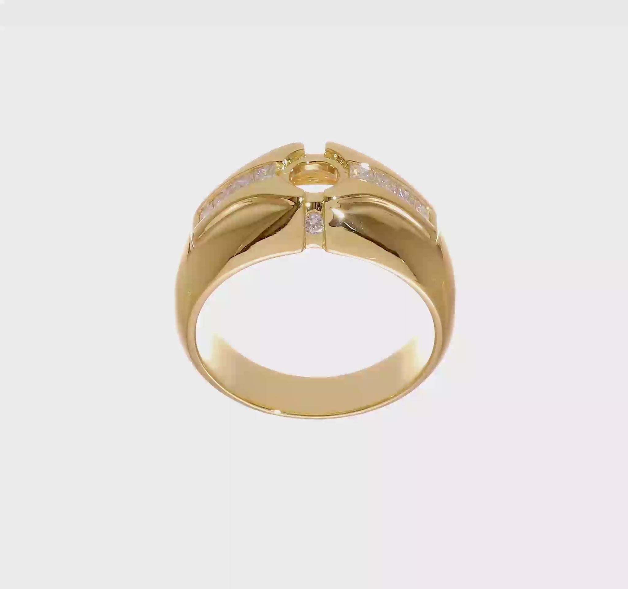 0.45ct. CZ Solid Real 14K Men's Semi Mount Wedding Band Ring-RM3502B-045-Y