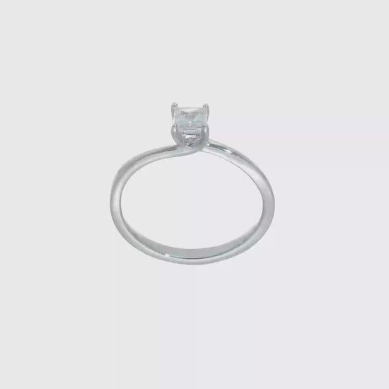 0.25ct. CZ Solid Real 14k White Gold Square Solitaire Engagement Ring-RM1957E-025-W