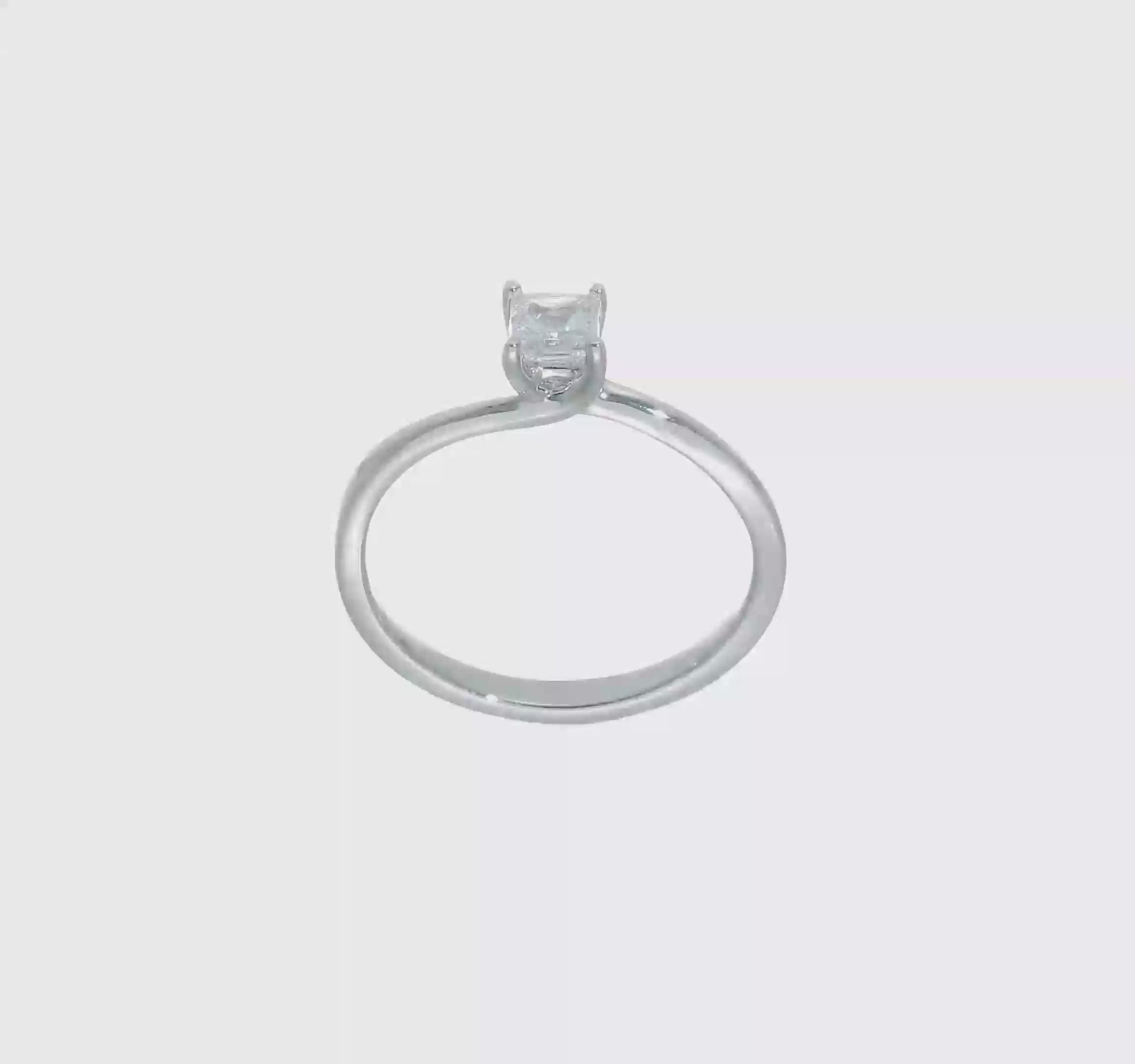 0.25ct. CZ Solid Real 14k White Gold Square Solitaire Engagement Ring-RM1957E-025-W