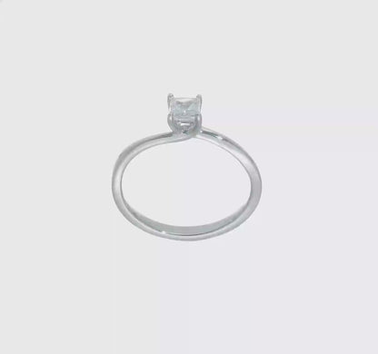 0.25ct. CZ Solid Real 14k White Gold Square Solitaire Engagement Ring-RM1957E-025-W