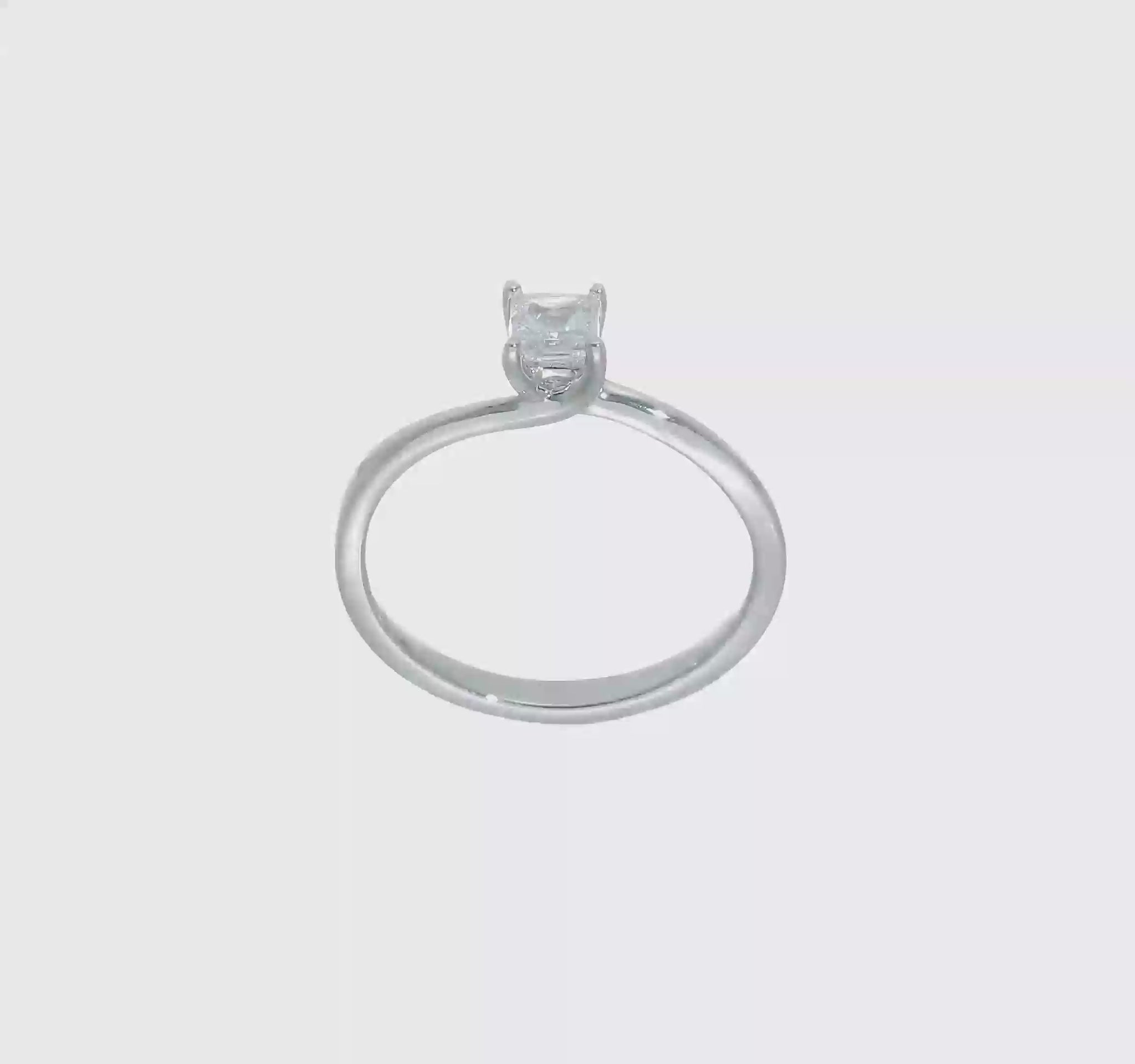 0.25ct. CZ Solid Real 14k White Gold Square Solitaire Engagement Ring-RM1957E-025-W