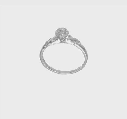 0.16ct. CZ Solid Real 14K White Gold Complete Trio Cluster Engagement Ring-rm3165e-016-waa