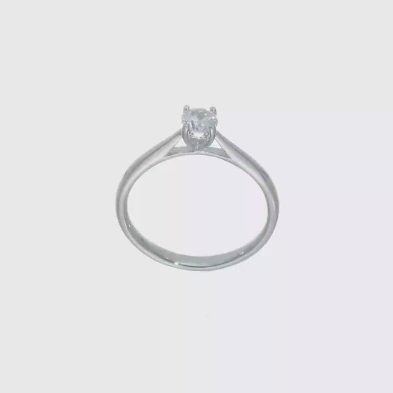 0.33ct. CZ Solid Real 14k White Gold Solitaire Engagement Ring-RM1937E-033-W