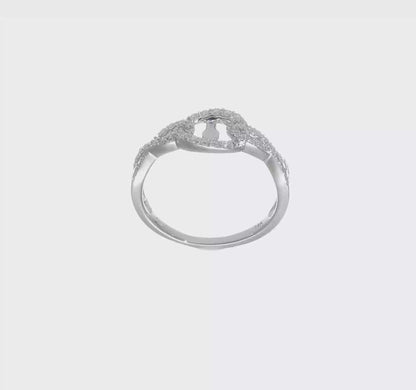 14k White Gold Peg Set Simulated Diamond Criss Cross Engagement Ring-RM2557E-032-WAA