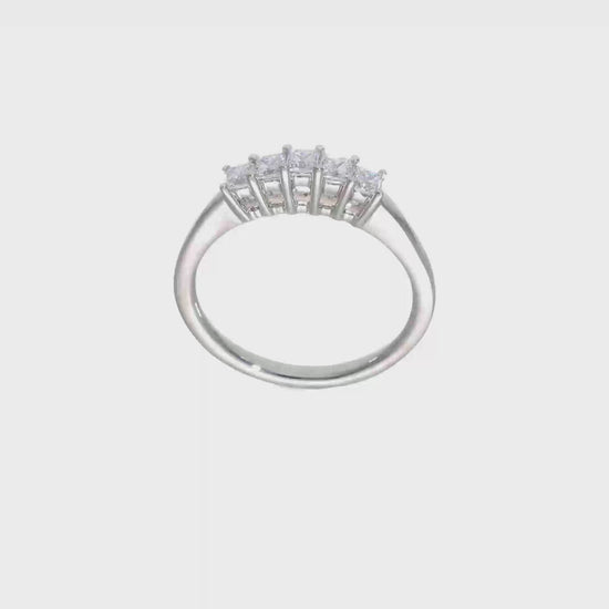 14K White Gold 5-Stone Real Diamond Band-RM3176B-050-WAA