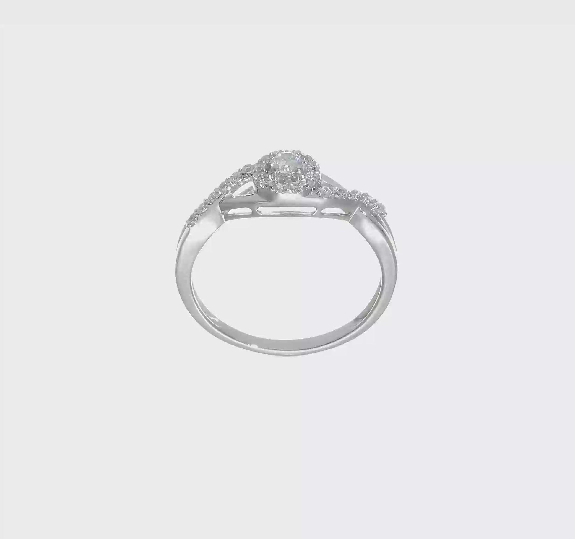 0.10ct. CZ Solid Real 14K White Gold Round Halo Engagement Ring-rm2176e-010-waa