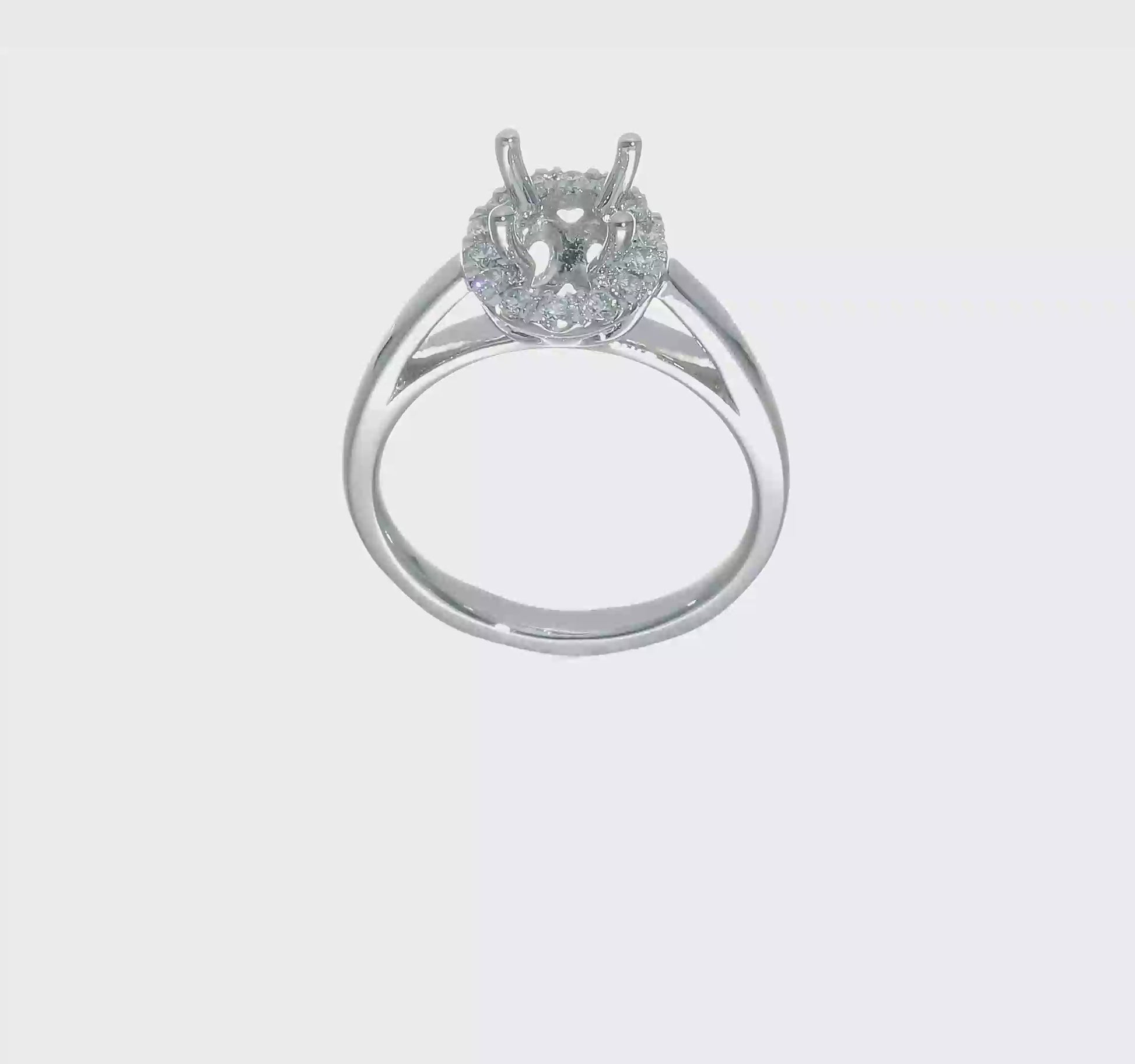 14k White Gold Oval Halo Simulated Diamond Engagement Ring-RM2040E-050-WAA