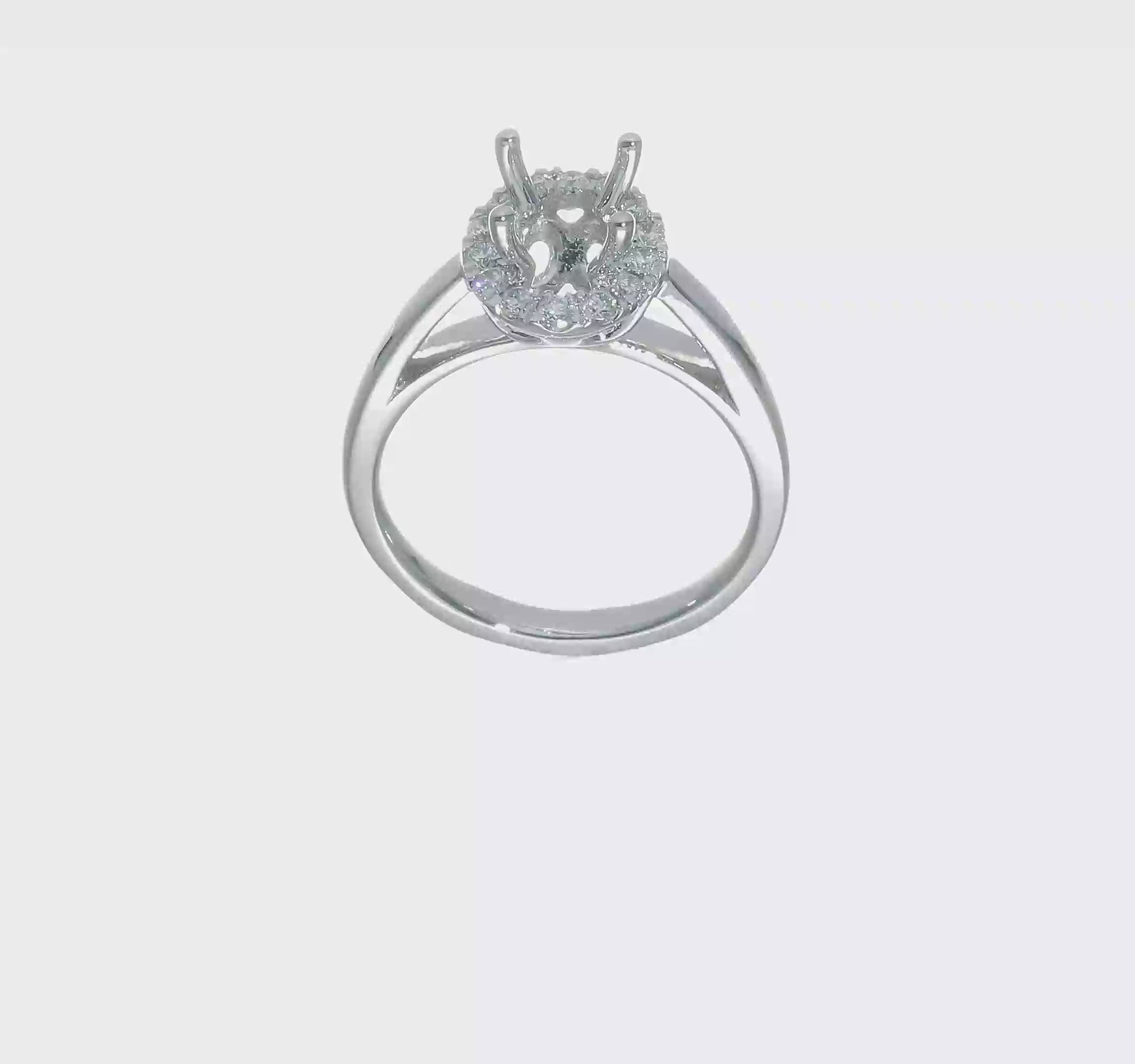 14k White Gold Oval Halo Simulated Diamond Engagement Ring-RM2040E-050-WAA