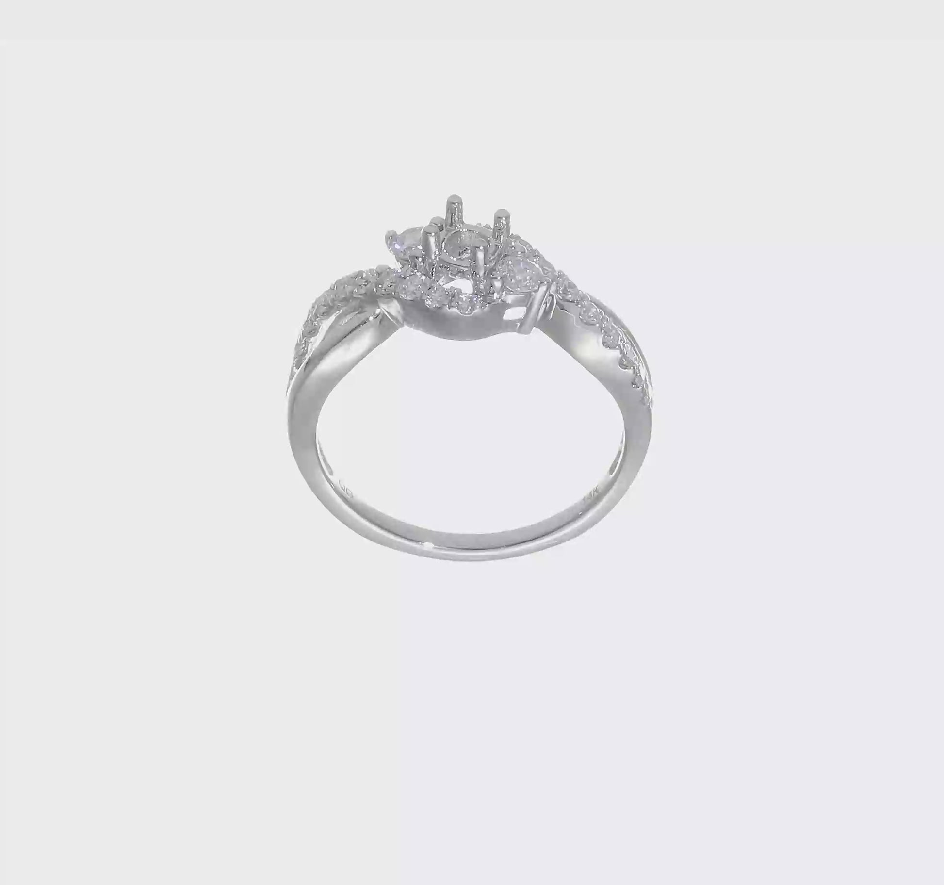 14k White Gold Simulated Diamond Criss Cross Engagement Ring-RM2554E-050-WAA