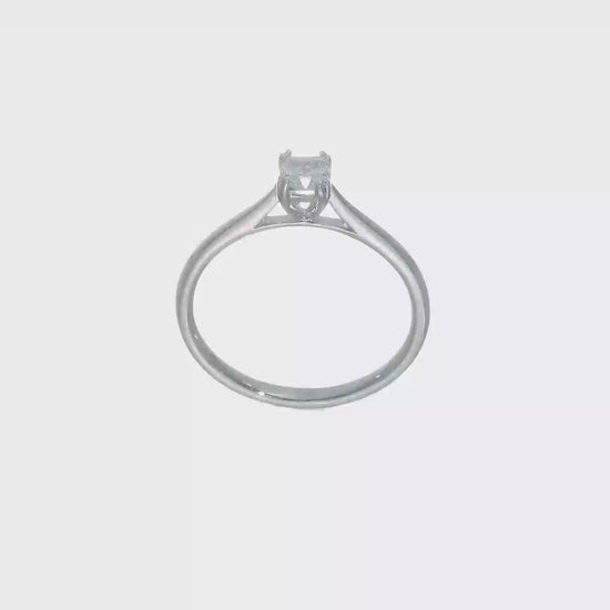 0.33ct. CZ Solid Real 14k White Gold Square Solitaire Engagement Ring-rm1963e-033-w