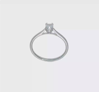 0.33ct. CZ Solid Real 14k White Gold Square Solitaire Engagement Ring-rm1963e-033-w