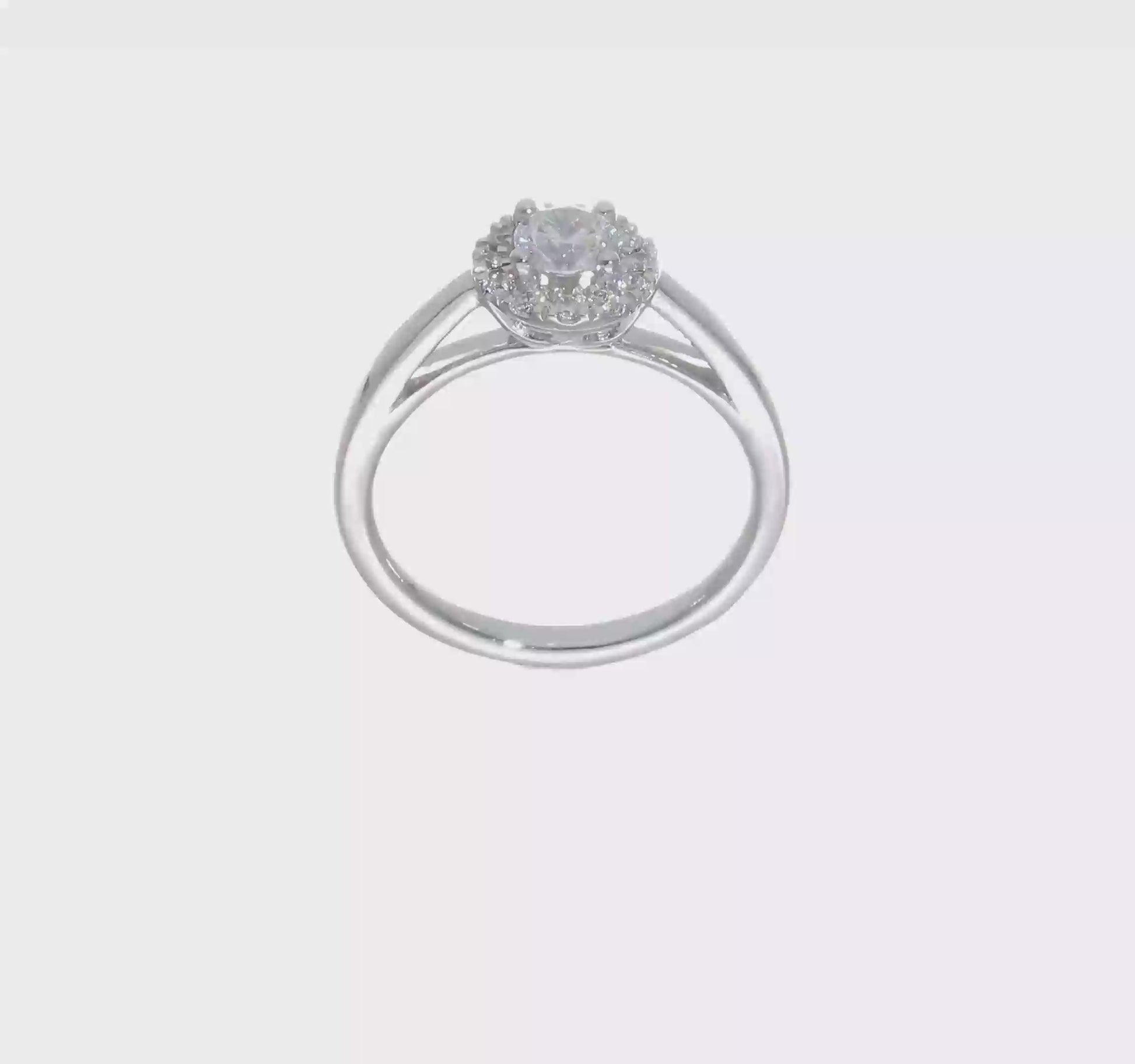 14k White Gold Round Halo Simulated Diamond Engagement Ring-RM2038E-033-WAA