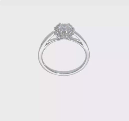14k White Gold Round Halo Simulated Diamond Engagement Ring-RM2038E-033-WAA