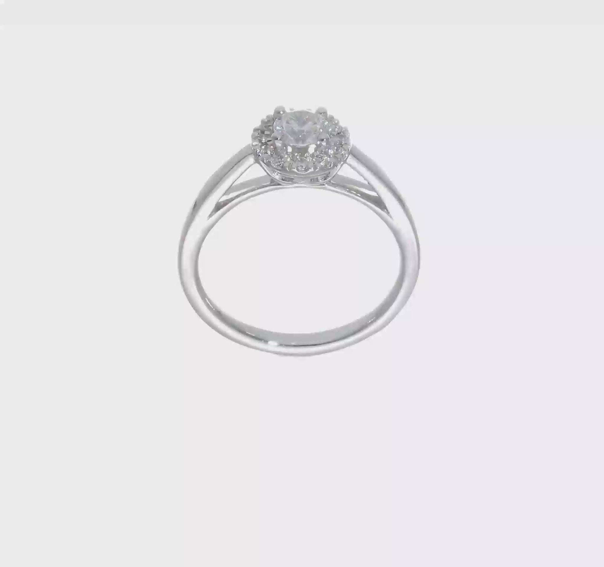14k White Gold Round Halo Simulated Diamond Engagement Ring-RM2038E-033-WAA
