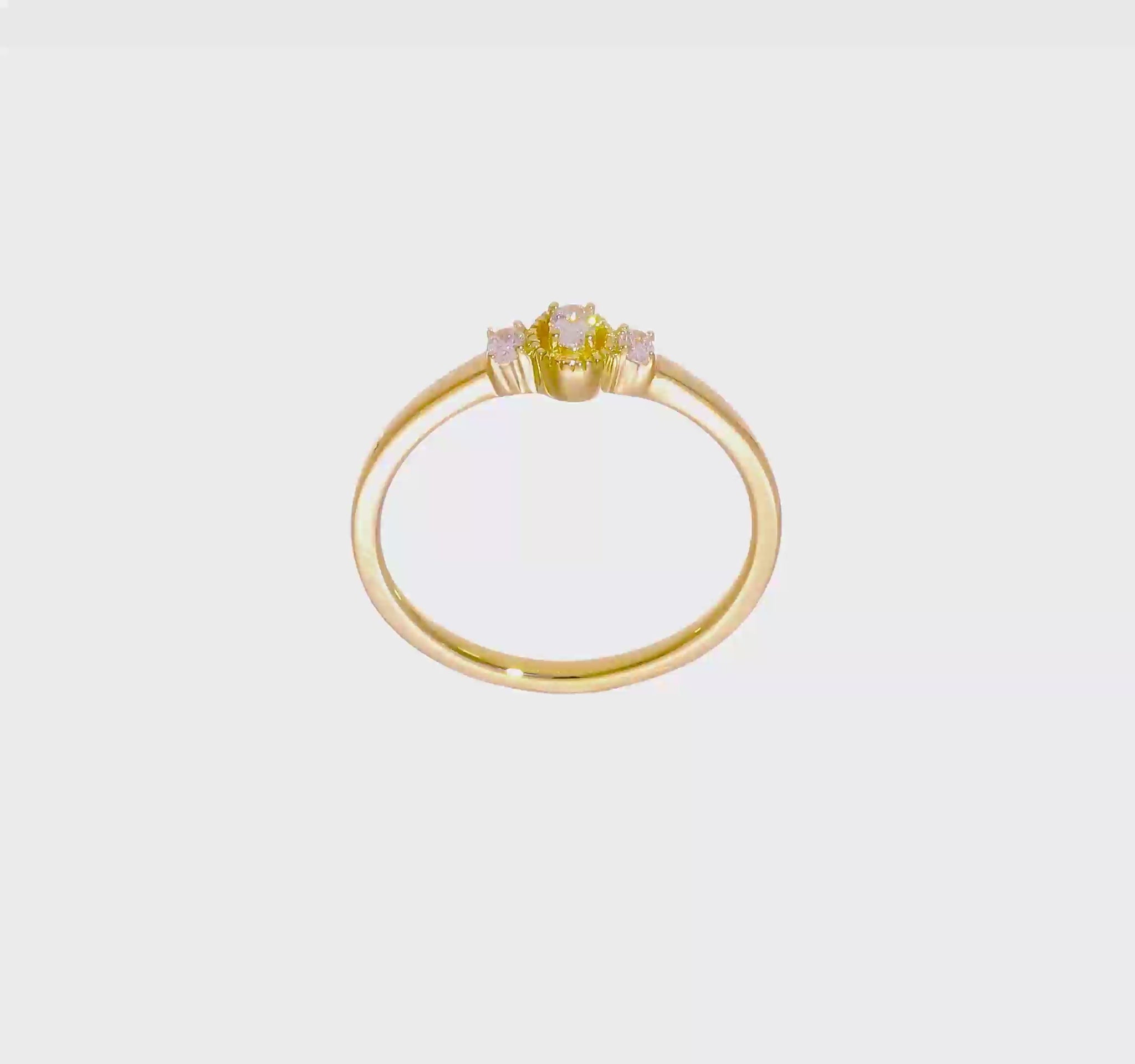 0.12ct. CZ Solid Real 14k Polish Beaded Edges 3 stone Oval Complete Dia Ring-rm7788e-012-yaa