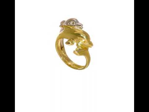 14k Two-Tone Gold Double Dolphin Ring | Goldia.com