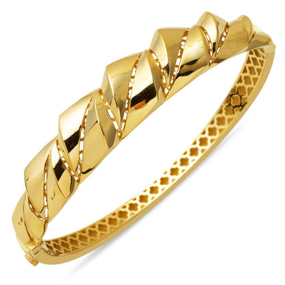 14K Yellow Gold Prism Hinged Cuff Bangle (12.8 g)