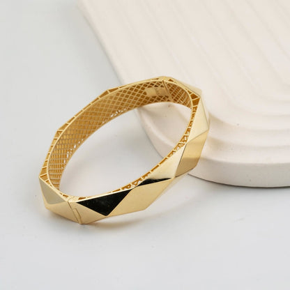 14K Gold Prism Hinged Cuff Bangle