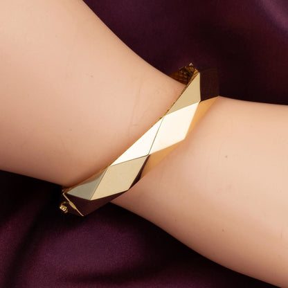 14K Gold Prism Hinged Cuff Bangle