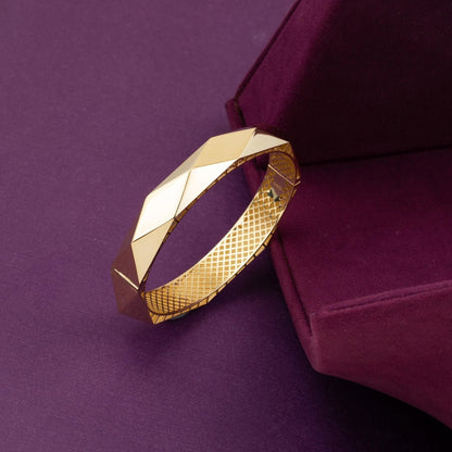 14K Gold Prism Hinged Cuff Bangle