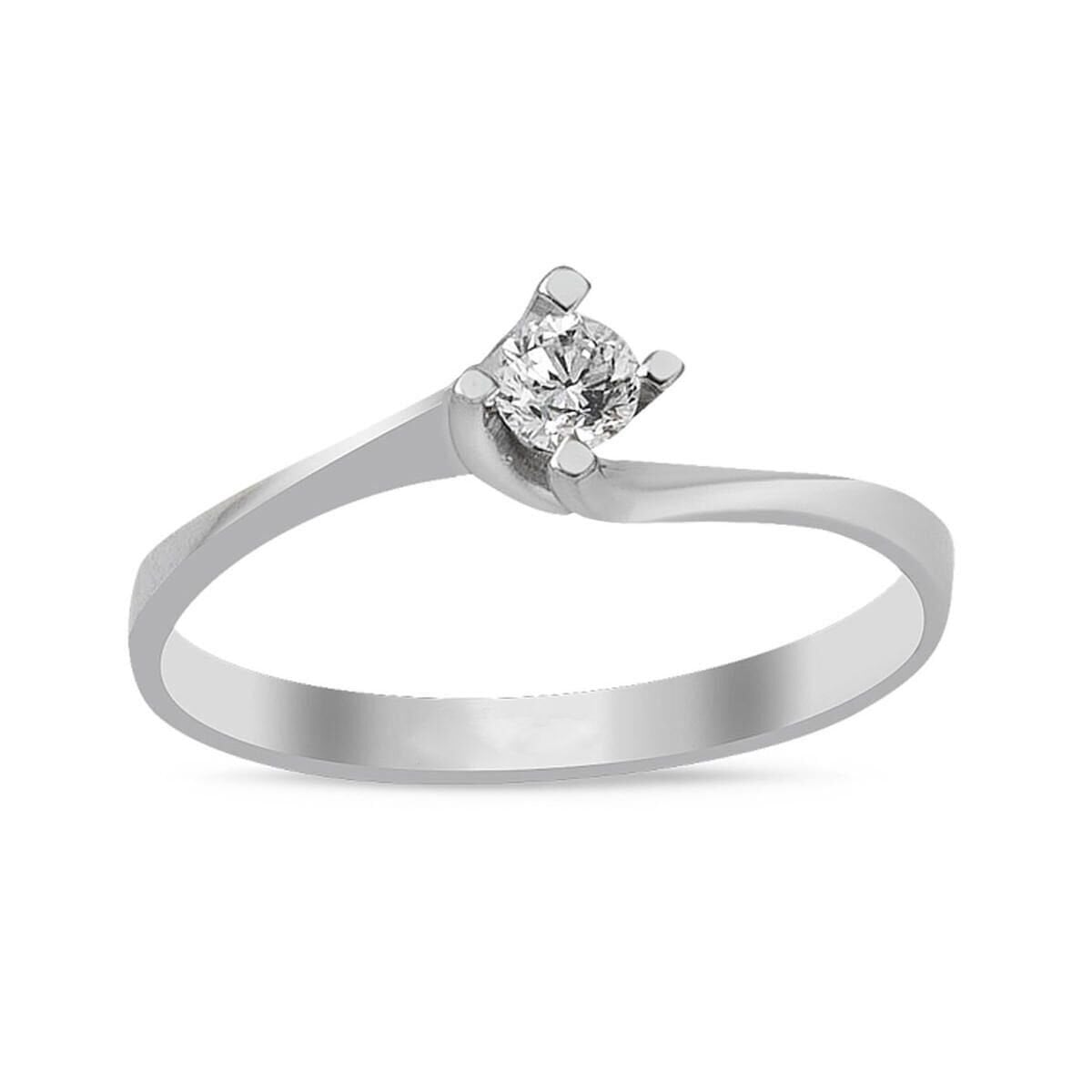 14K White Gold Illusion Solitaire Diamond Ring