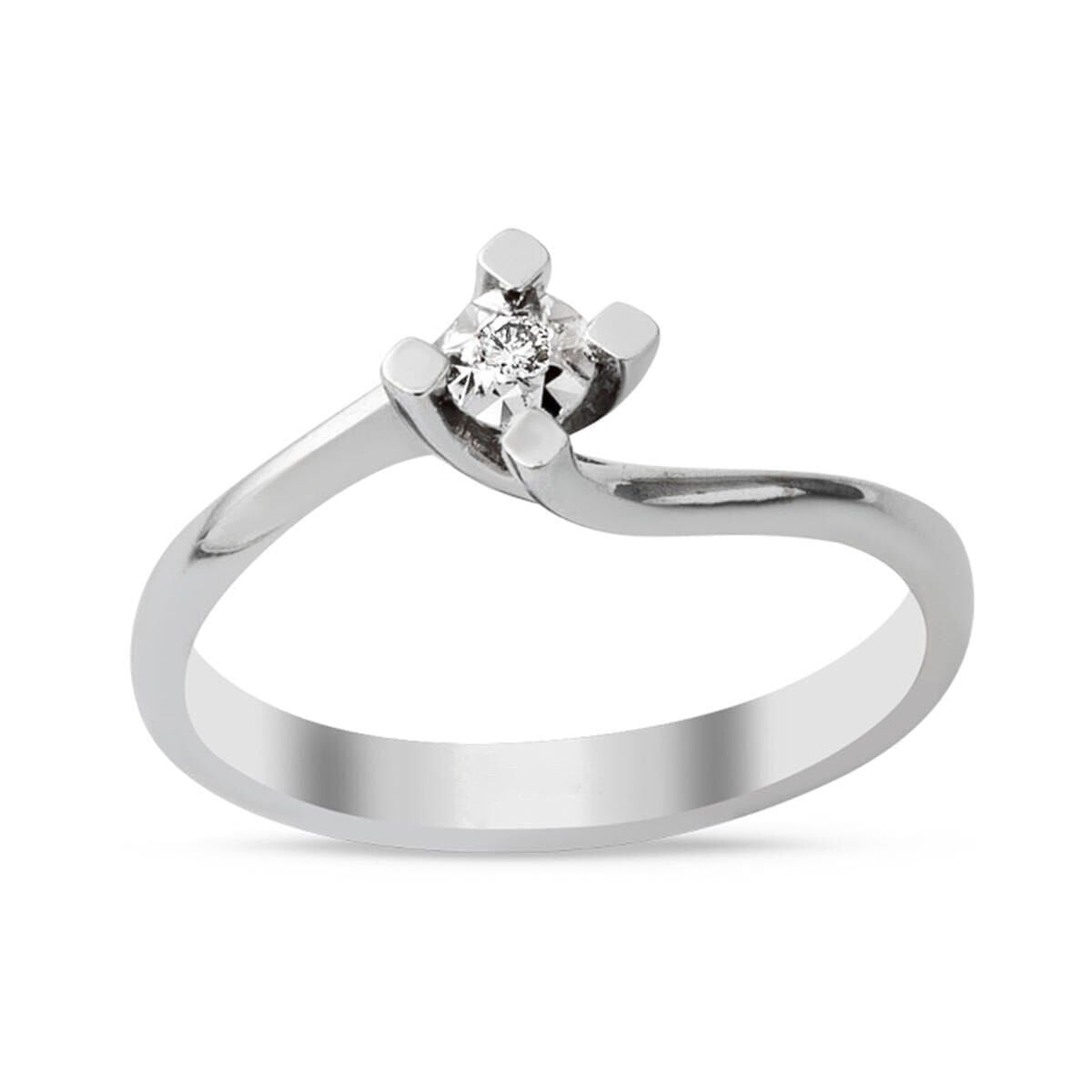 14K White Gold 0.04 Ct Illusion Solitaire Diamond Ring
