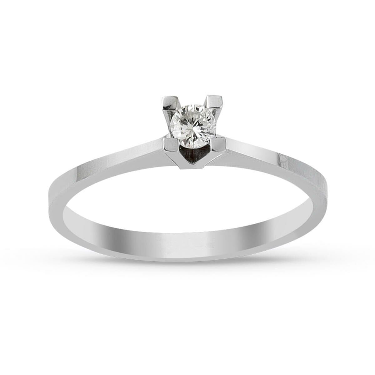 14K White Gold G Tone 0.08 Ct Diamond Solitaire Ring
