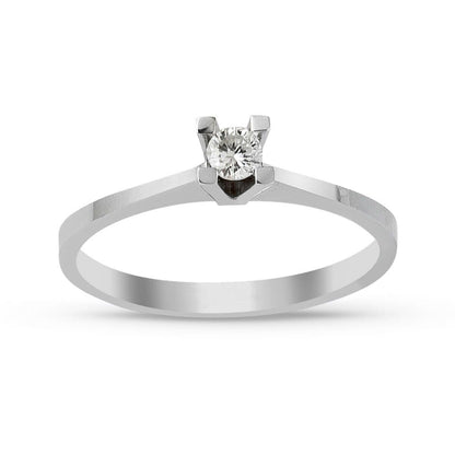 14K White Gold G Tone 0.08 Ct Diamond Solitaire Ring