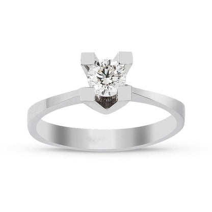 14K White Gold F Tone 0.32 Ct Diamond Single Stone Ring