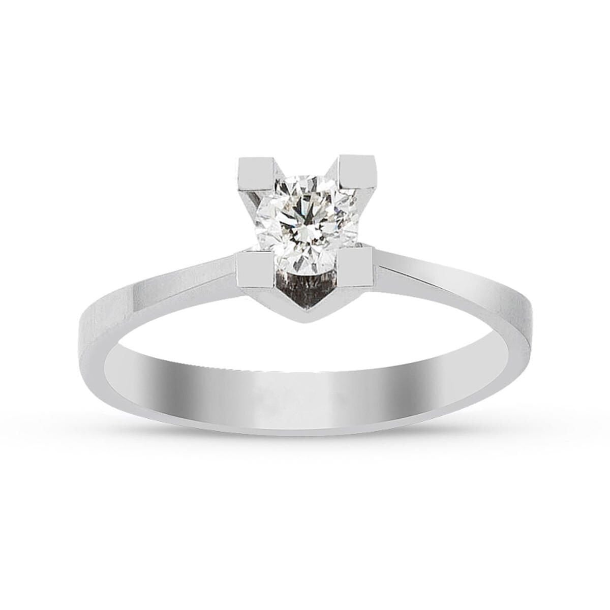 14K White Gold 0.30 Ct Single Stone Diamond Ring