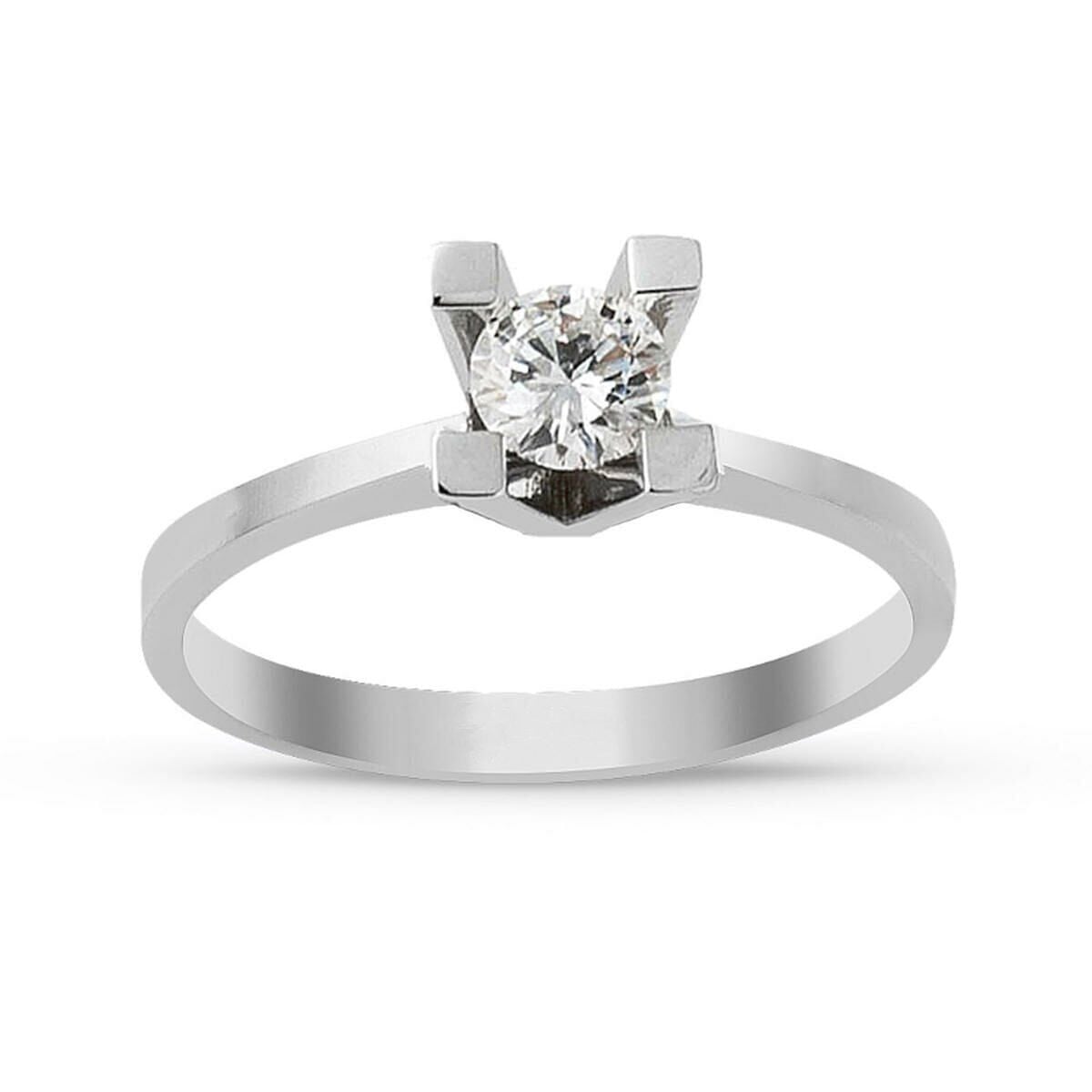 14K White Gold G Tone 0.25 Ct Diamond Single Stone Ring
