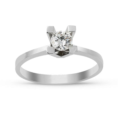 14K White Gold G Tone 0.25 Ct Diamond Single Stone Ring