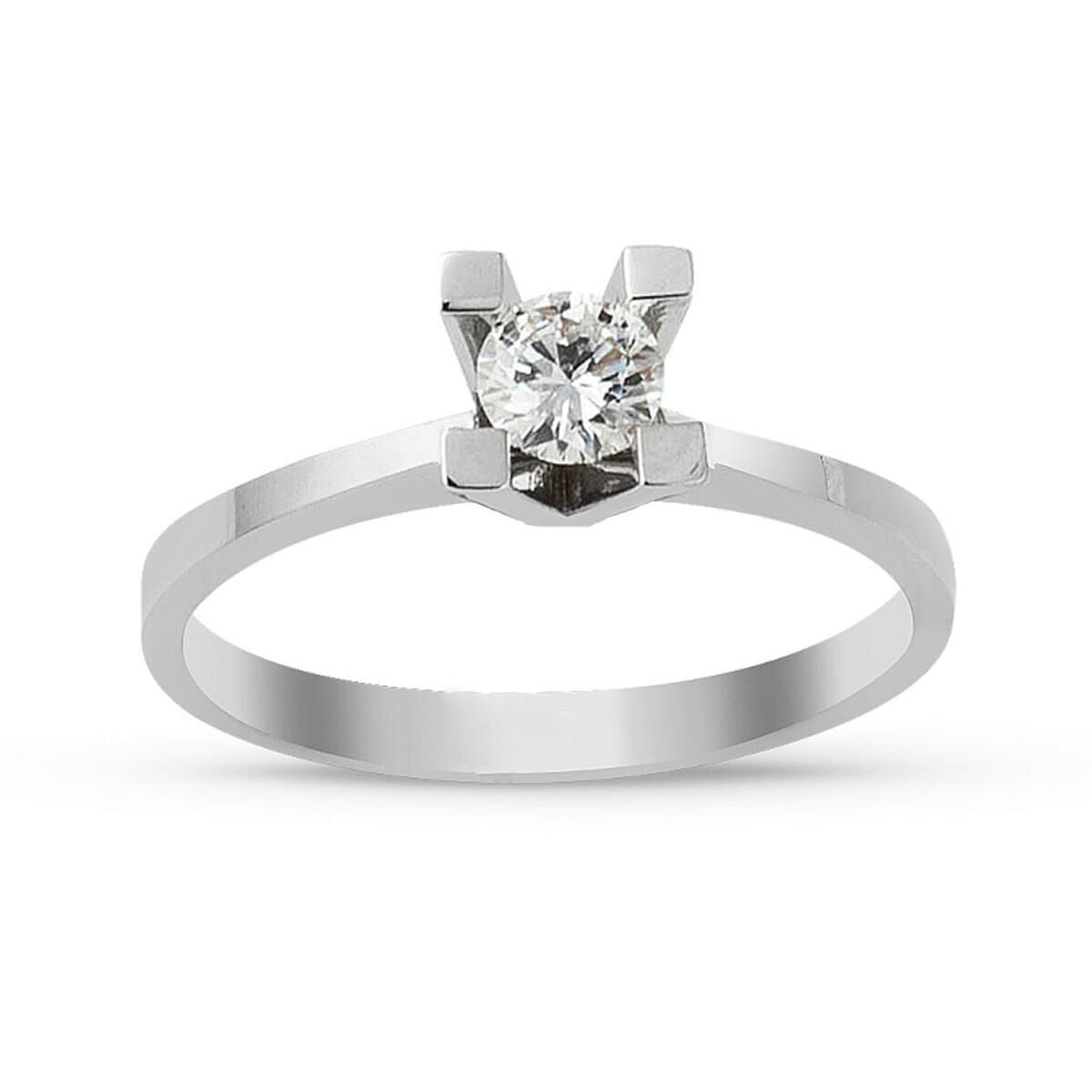 14K White Gold G Tone 0.23 Ct Diamond Single Stone Ring