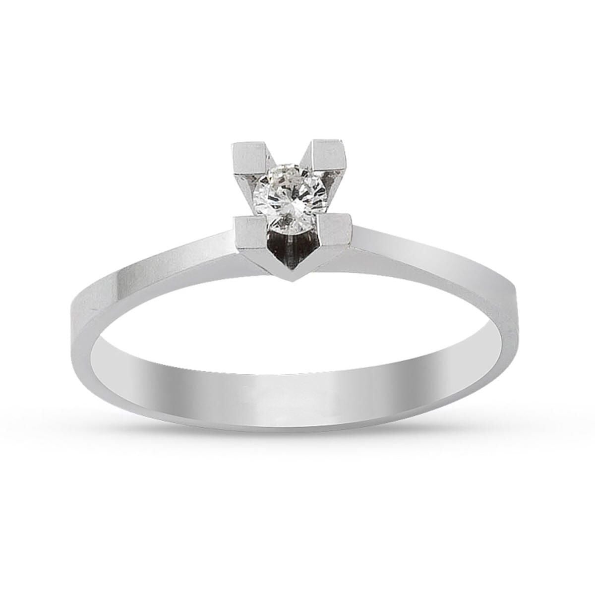 14K White Gold 0.10 Ct Diamond Single Stone Ring