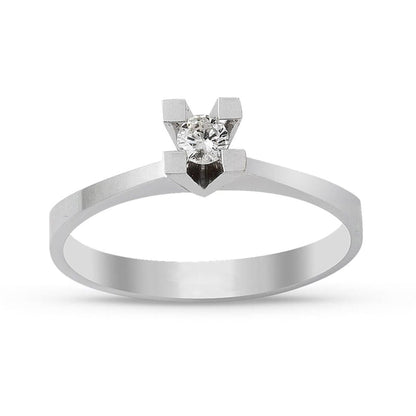14K White Gold 0.10 Ct Diamond Single Stone Ring