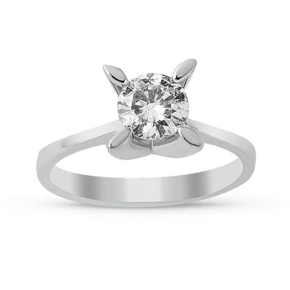 14K White Gold 0.39 Ct G Tone Almond Prong Solitaire Diamond Ring
